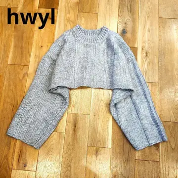 hwyl 숏 기장 니트 그레이 울 혼방 빅 루즈 루즈 니트