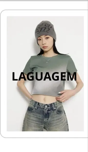LAGUAGEM 그라데이션 크롭 티셔츠