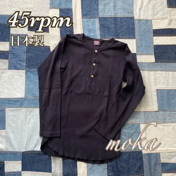 45rpm 다크 네이비 버튼 헨리넥 긴팔 티셔츠 일본제