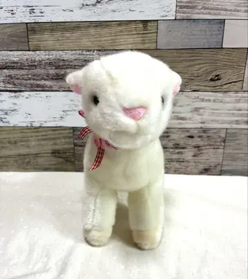 새끼 염소 봉제 인형 리본 포함 화이트