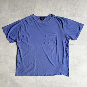 80s 90s Eddie Bauer 블랭크 티셔츠 선 페이드 어깨 포켓