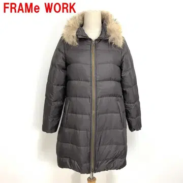 A4539 프레임워크 다운 코트 페더 롱 퍼 브라운 38