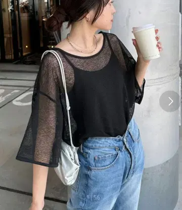새상품 시어 레이스 보더 링거 티셔츠