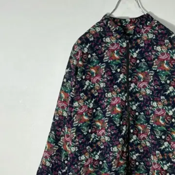 올 패턴 꽃무늬 집업 자켓/비침이 적은 소재 구제 의류