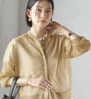 택 포함 새상품 SHIPS 이탈리아산 얀 라메 숏 가디건