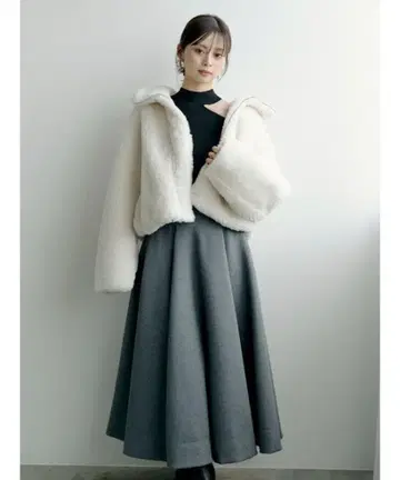 SNIDEL 스나이델 하이 웨스트 볼륨 스커트