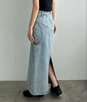 CLANE 서클 컷 레이어드 데님 스커트 사이즈 0