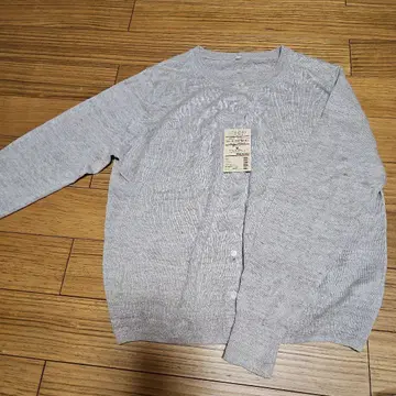 택 포함 새상품 MUJI 크루넥 가디건 M 그레이 린넨 MUJI