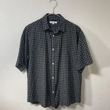 U.S. POLO ASSN. 원포인트 자수 체크 숏 슬리브 셔츠