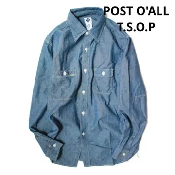 엽서 오버롤 TSOP 데님 샴브레이 셔츠 미사용에 가까운 새상품급