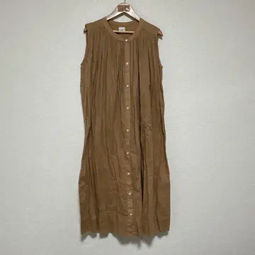 어반 리서치 도어스 코튼 보일 슬리브리스 셔츠 원피스 베이지