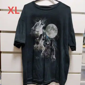 여성용 늑대 울프 반팔 티셔츠 XL 구제 의류