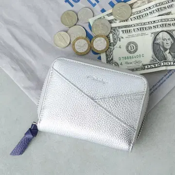 천연 가죽 아코디언 주름 미니 지갑