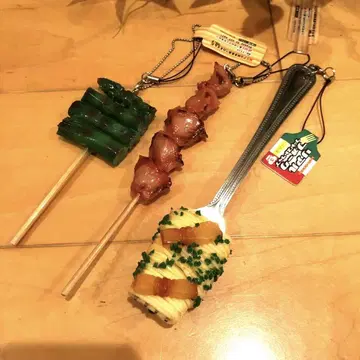 미사용 식품 샘플 키링 야키토리 파스타 Sample Food 스트랩