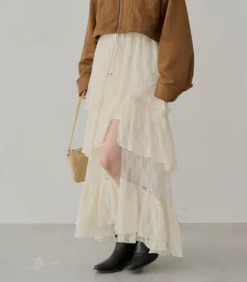 Chico 슬릿 티어드 레이스 스커트