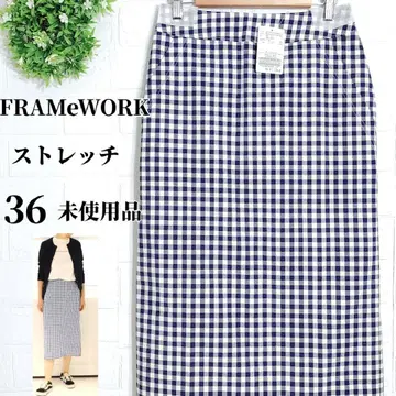 미사용품 프레임워크 스트레치 스커트 체크 봄/여름