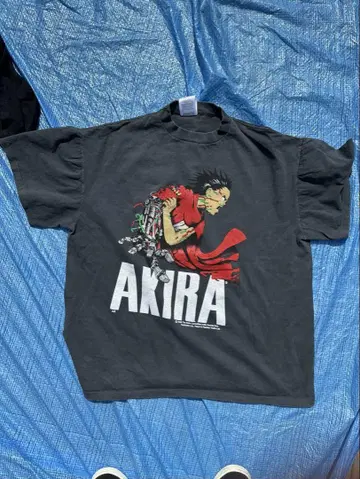 AKIRA 그래픽 티셔츠 블랙 싱글 스티치 리메이크
