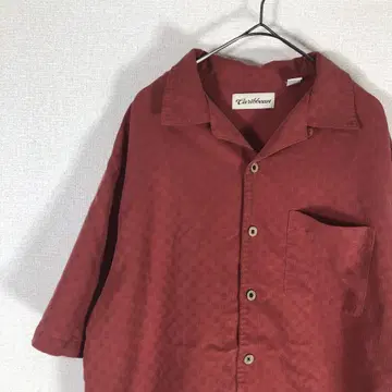 미국 빈티지 의류 반팔 셔츠 오픈 카라 레이온 무지 M 1667