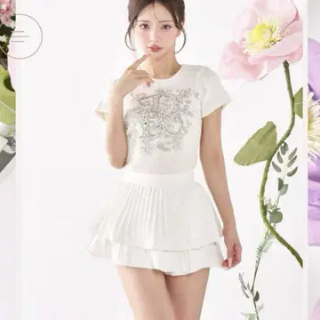 darich DR 비쥬 플라워 니트 탑 WHT 화이트 흰색