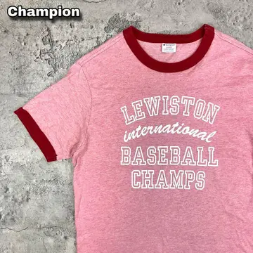 Champion 챔피온 링거 티셔츠 구제 의류 칼리지 로고 핑크 L