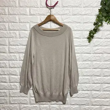 인디비 (M) 크루넥 리브 니트 풀오버 빅 실루엣
