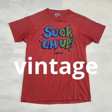 빈티지 USA제 SUCK EM UP! 프린트 티셔츠