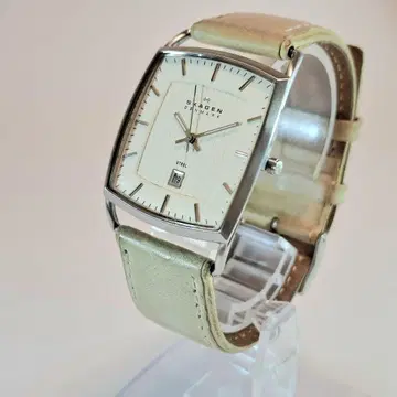 SKAGEN 손목시계 베이지 가죽 벨트 화이트 다이얼 243LSLW