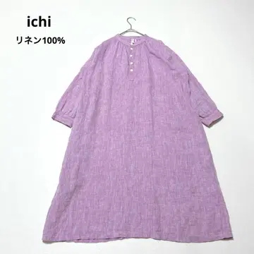ichi 이치 린넨 셔츠 원피스 일본제 핑크 밴드 카라