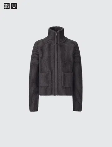 유니클로 라무 블렌드 집업 자켓 DARK BRAUN