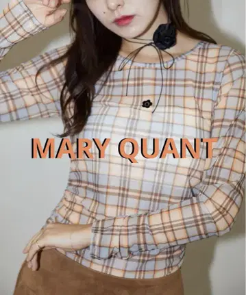 완판 새상품급 MARY QUANT 마리콴트 체크 시어 탑 한정판