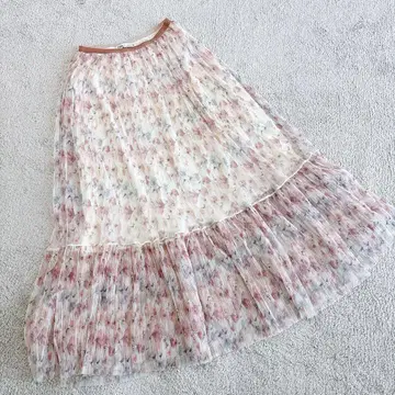 ZARA 자라 쉬폰 꽃무늬 맥시 길이 롱 스커트 M 허리밴딩