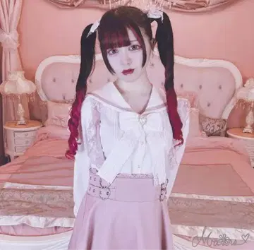 MARS 세일러 블라우스 핑크 화이트 긴팔