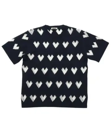 NKNIT mesh heart KNIT T-shirt size2 네이비