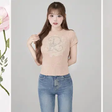 Darich 다리치 DR 비쥬 플라워 니트 탑 PNK