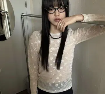 kim9hope 심플 리본 시스루 상의