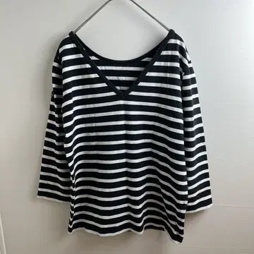 Le minor 루미노아 V넥 코튼 보더 티셔츠 F