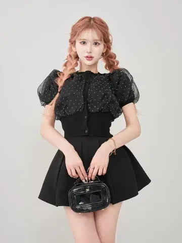 다리치 Darich 시어 도트 가디건 BLK