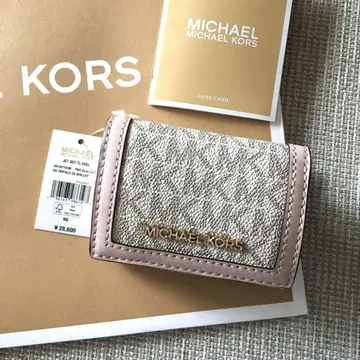 새상품 MICHEAL KORS 마이클코어스 3단 폴더형 지갑 화이트 핑크