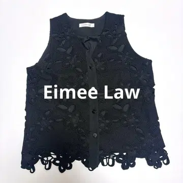 Eimee Law 컷워크 베스트 꽃무늬 플라워 자수 블랙