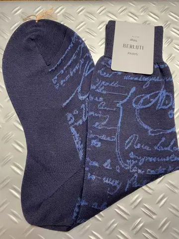 미사용 새상품 BERLUTI 양말 카리그래피 다크 블루 벨루티