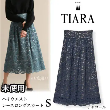 미사용 TIARA 티아라 하이 웨스트 레이스 롱 스커트 S 고품질