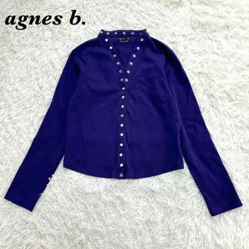 agnes b. 가디건 프레션 퍼플 비쥬 버튼