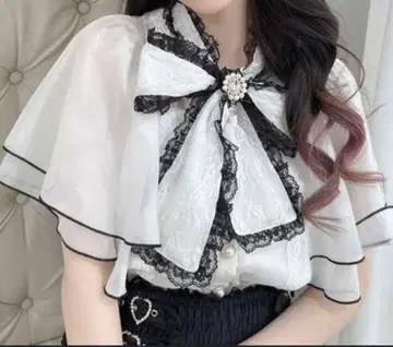 ROJITA 플레어 슬리브 시어 블라우스 화이트