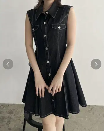 dazzlin 데님 미사용 새상품 택 포함 스위칭턱 미니 원피스