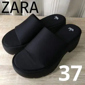 ZARA 플랫폼 샌들 37 블랙 자라 통굽 스포츠