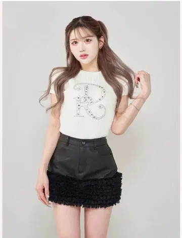 다리치 DR 비쥬 리브 니트 탑 화이트 미사용 새상품