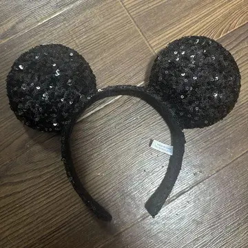 디즈니 미키마우스 귀 스팽글 머리띠 블랙