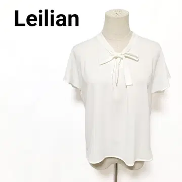 Leilian 레리안 V넥 보타이 블라우스 반팔 화이트 11호