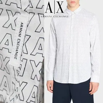 새상품 A|X 아르마니 익스체인지 올 오버 로고 긴팔 셔츠 L 사이즈