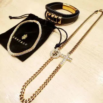 KRKC&CO 묶음 판매 CZ 크로스 골드 목걸이 테니스 체인 팔찌